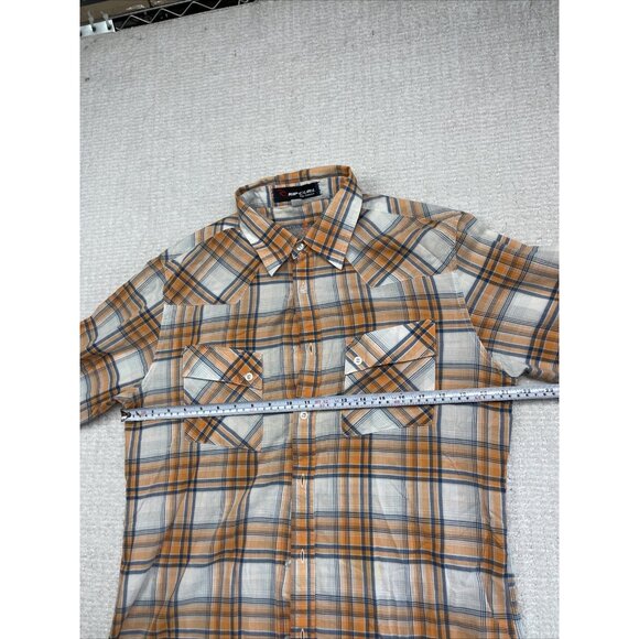 Rip Curl The Search Plaid Orange/Blue Button Up Mens Large Surf Beach Skate READ - Picture 10 of 16
